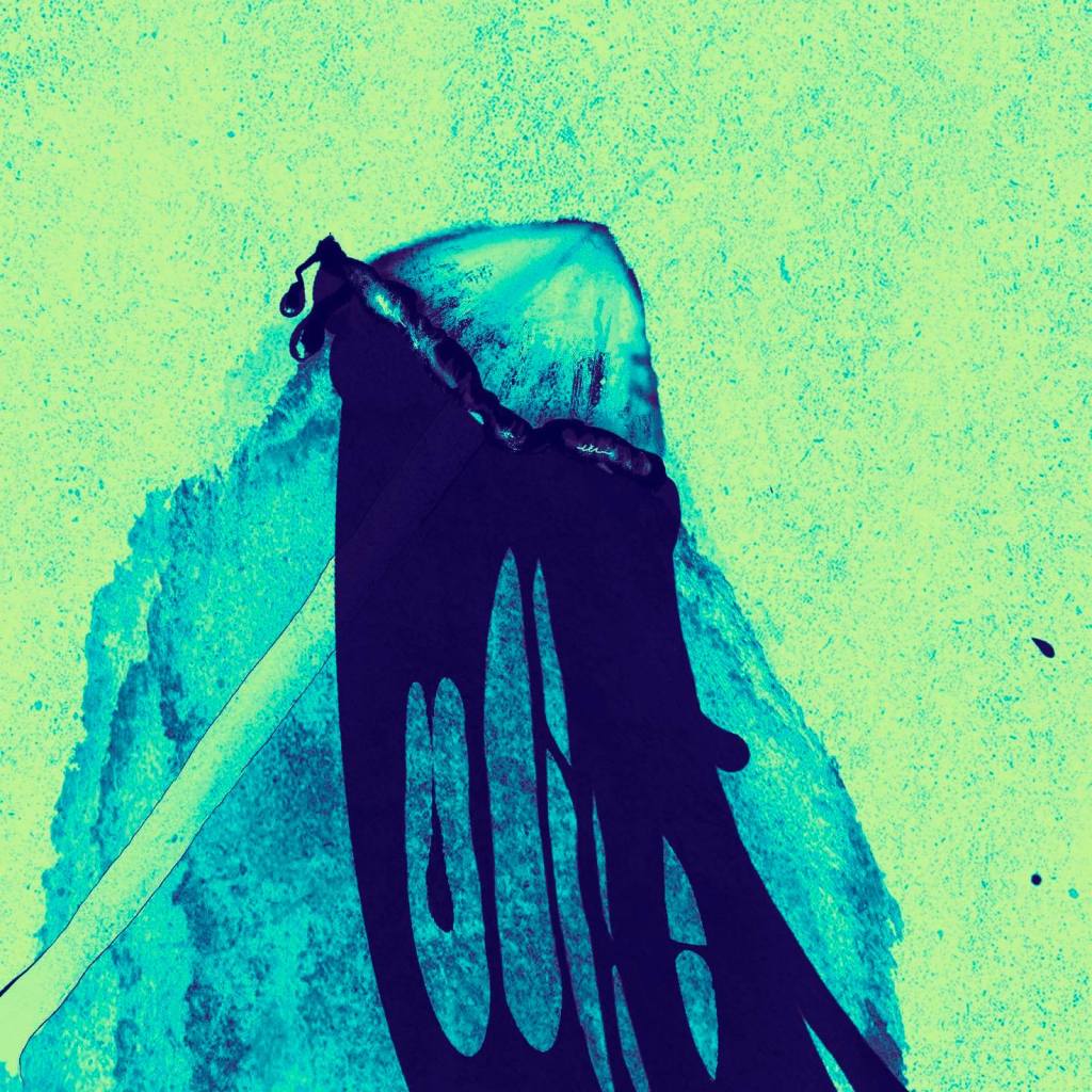 An ink drawing of a mushroom oozing liquid