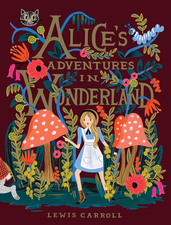 a book cover for alice's adventures in wonderland with a young girl amid a