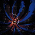 A swirling campfire surrounded by spooky figures.