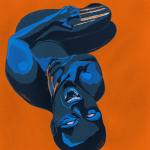 A person writhing on the ground, scratching holes into their skin.